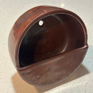 Round Hanging Ceramic Wall Planter/ Pocket; Handmade